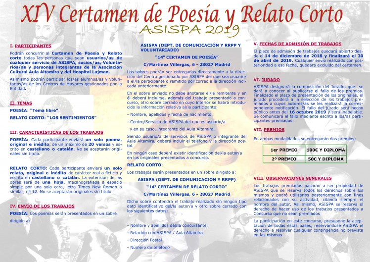 XIV Certamen de Poesía y Relato Corto