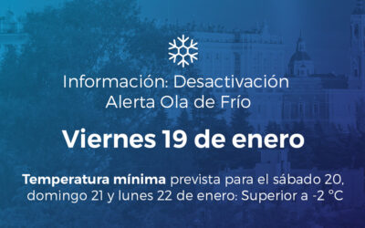 Información sobre ola de frío: desactivación alerta de frio desde el 20 de enero