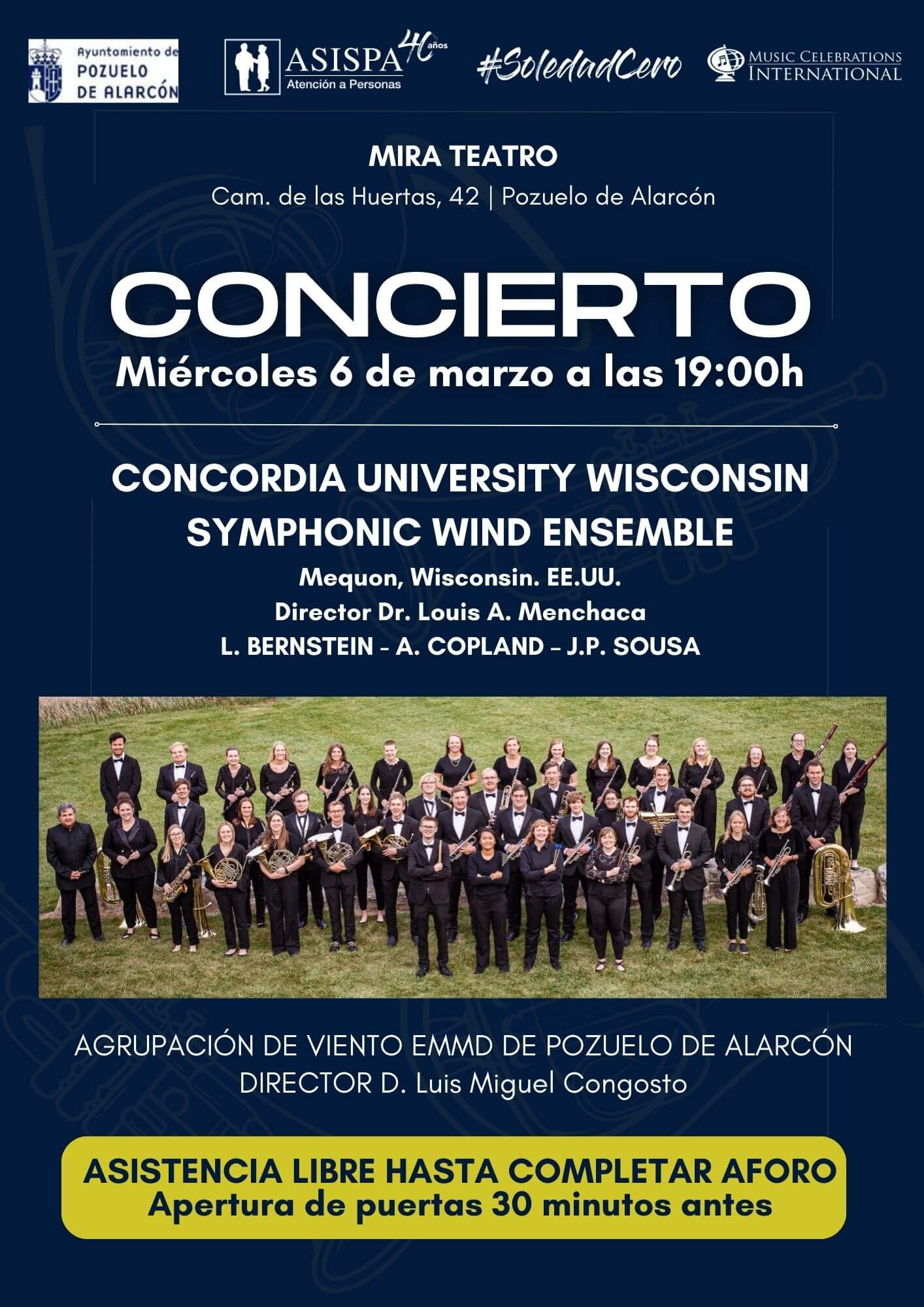 Cartel del concierto "Concordia-University Wisconsin"