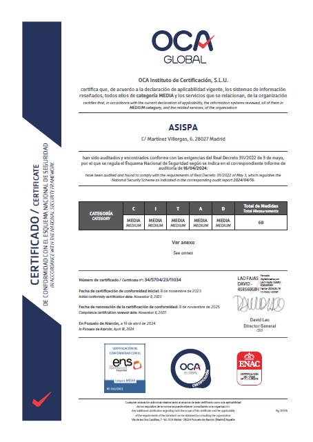 CERTIFICADO OCA GLOBAL