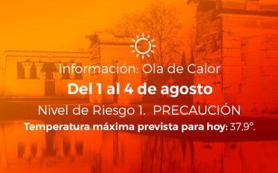Ola de calor de jueves 1 de agosto a lunes 5 de agosto de 2024. Nivel de Riesgo: 1