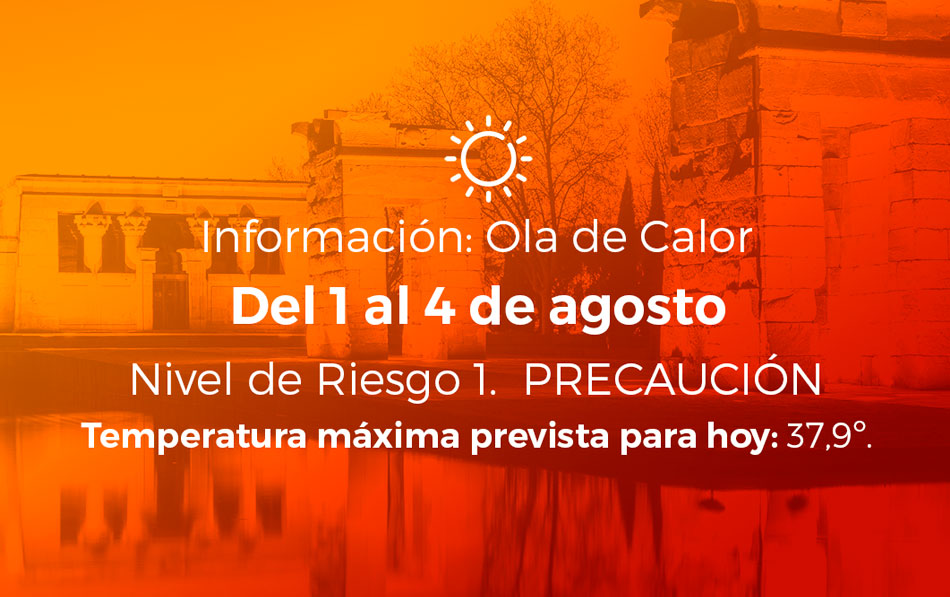 Ola de calor de jueves 1 de agosto a lunes 5 de agosto de 2024. Nivel de Riesgo: 1
