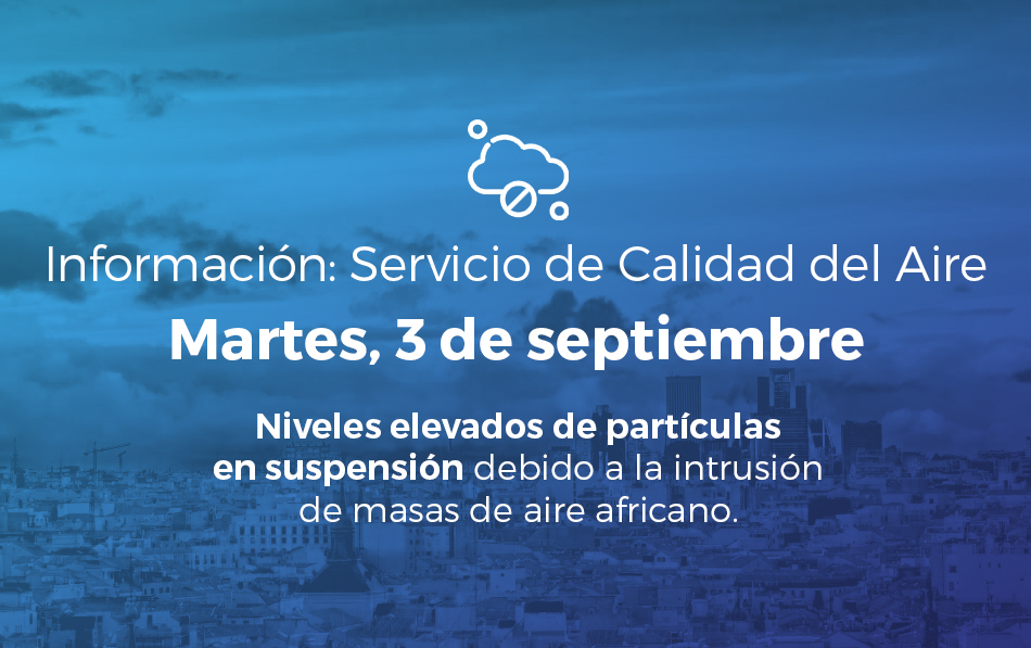 Alerta Salud Ambiental para el 3 de septiembre de 2024: partículas en suspensión por intrusión sahariana