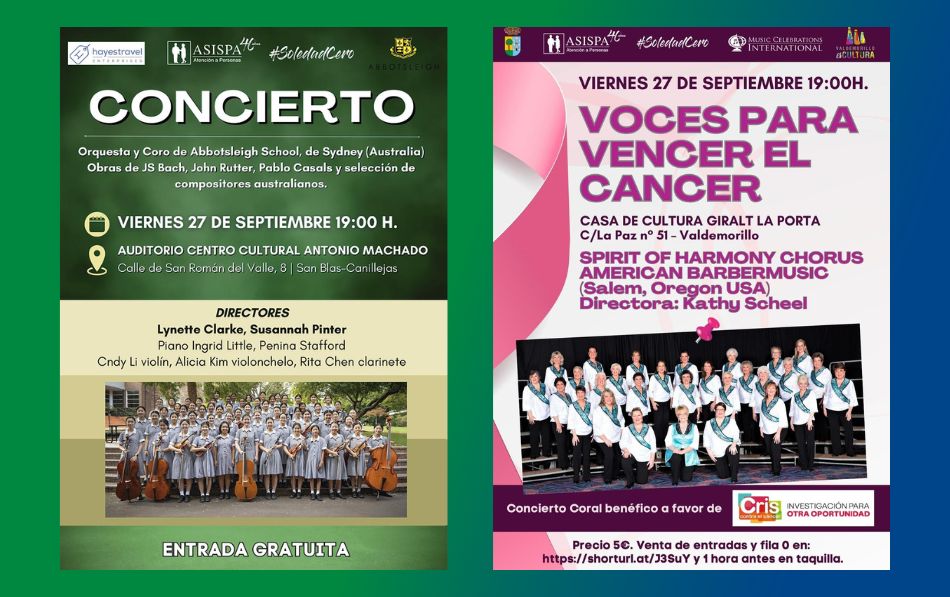 Conciertos Solidarios de Abbotsleigh y Spirit of Harmony: Música el 27 de septiembre por la #SoledadCero