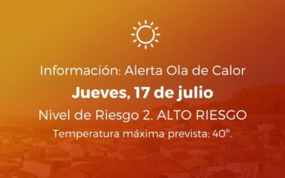 Ola de calor 17 de julio de 2025. Nivel de Riesgo: 2