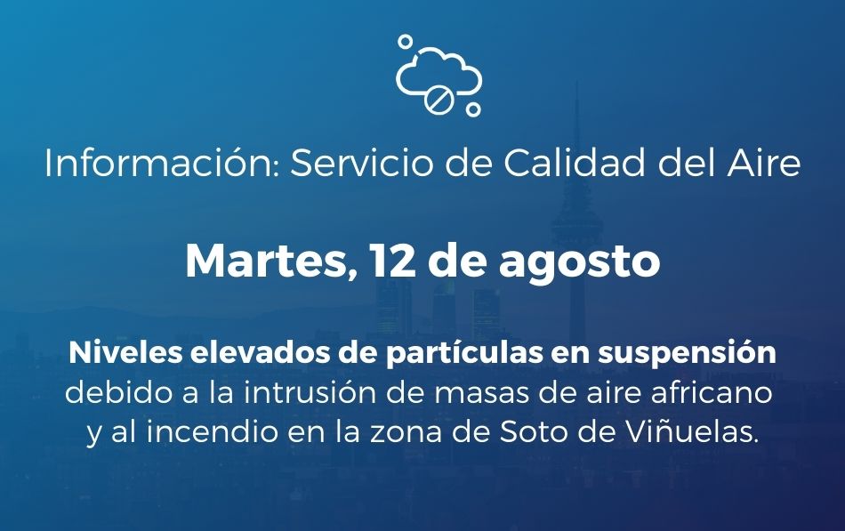 Alerta Salud Ambiental martes 12 de agosto de 2025: Niveles elevados de partículas en suspensión