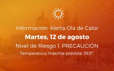 Alerta Ola de Calor 12 de agosto de 2025. Nivel de Riesgo 1: Precaución