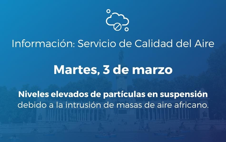 Alerta Salud Ambiental 3 de marzo de 2026: episodio de intrusión de masas de aire de origen africano