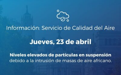 Alerta Salud Ambiental jueves 23 de abril de 2026: episodio de intrusión de masas de aire de origen africano