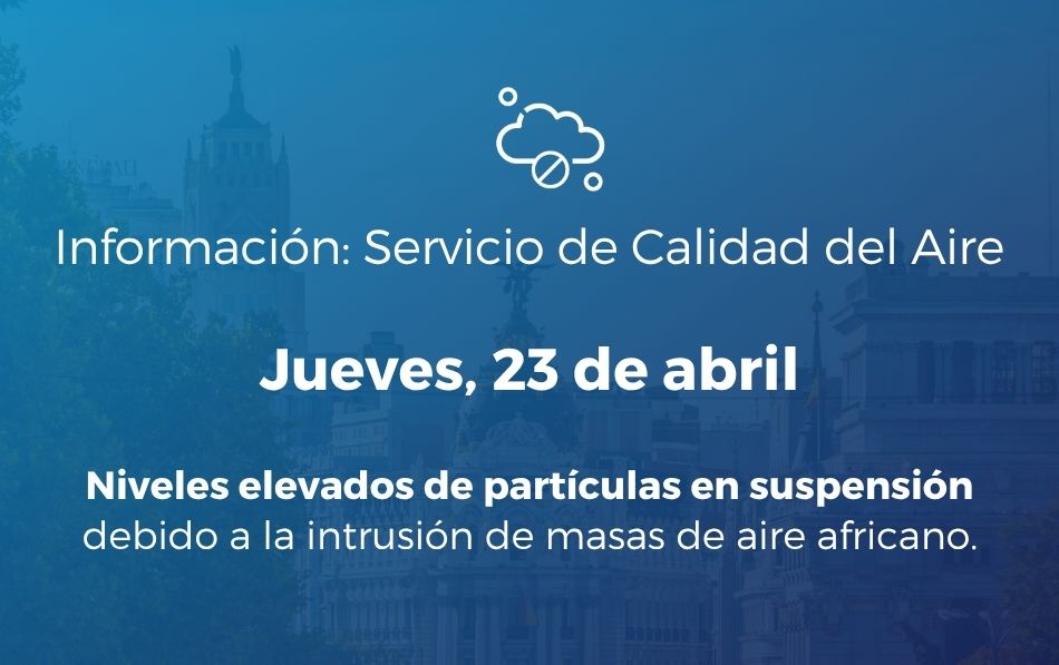 Alerta Salud Ambiental jueves 23 de abril de 2026: episodio de intrusión de masas de aire de origen africano