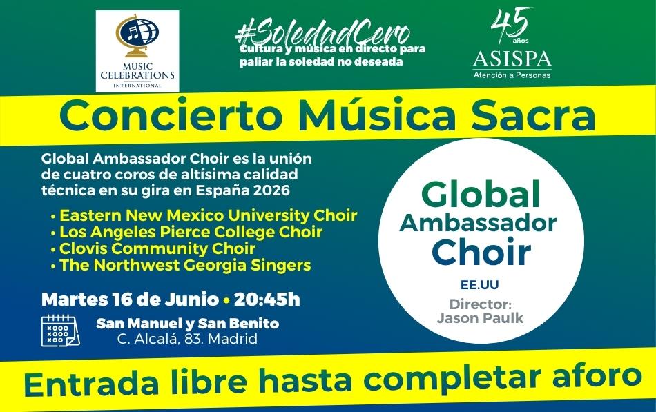 Global Ambassador Choir ofrecerá un concierto solidario en Madrid dentro del movimiento #SoledadCero