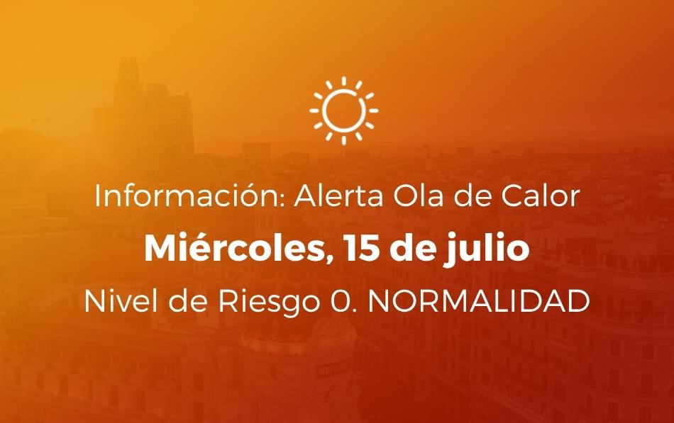 Alerta por calor: la Comunidad de Madrid pasa a Nivel 0 (Normalidad) desde hoy, miércoles 15 de julio de 2026