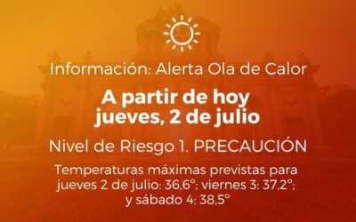 Alerta por Calor: Nivel de Precaución (Riesgo moderado) desde hoy, jueves 2 de julio de 2026