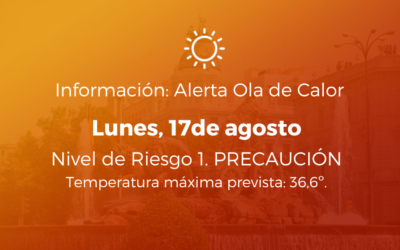 Alerta por calor: Nivel 1 (Precaución) para hoy, lunes 17 de agosto de 2026