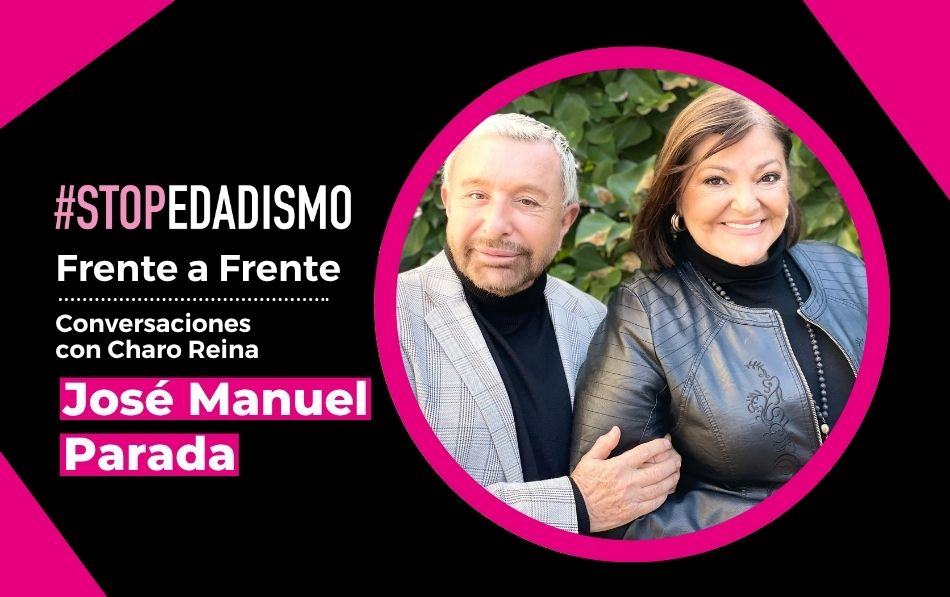 Charo Reina y José Manuel Parada conversando ‘Frente a Frente’, como parte del decimonoveno episodio del movimiento #StopEdadismo.